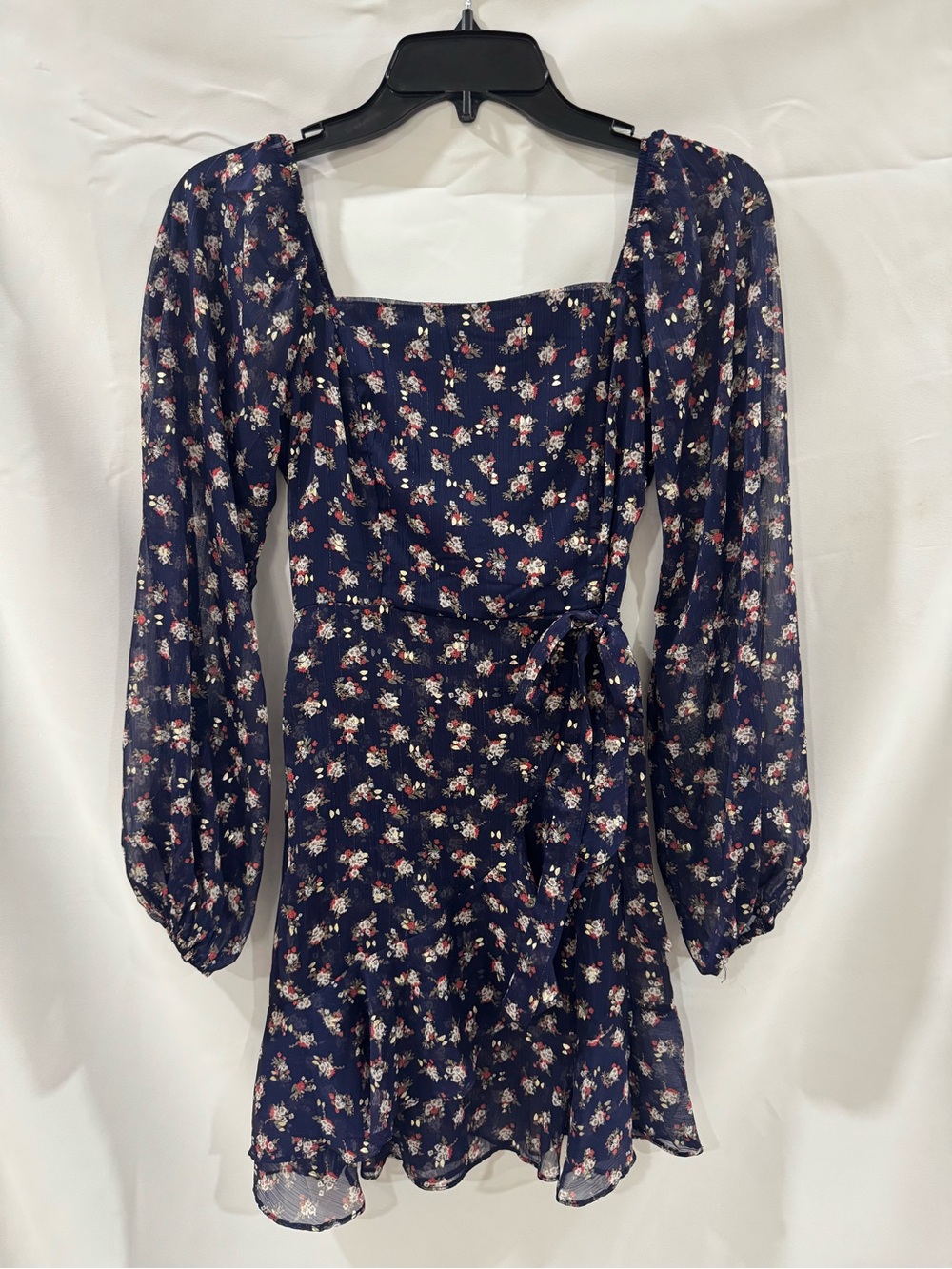 Altar'd State Navy Floral Square-Neck Wrap Dress